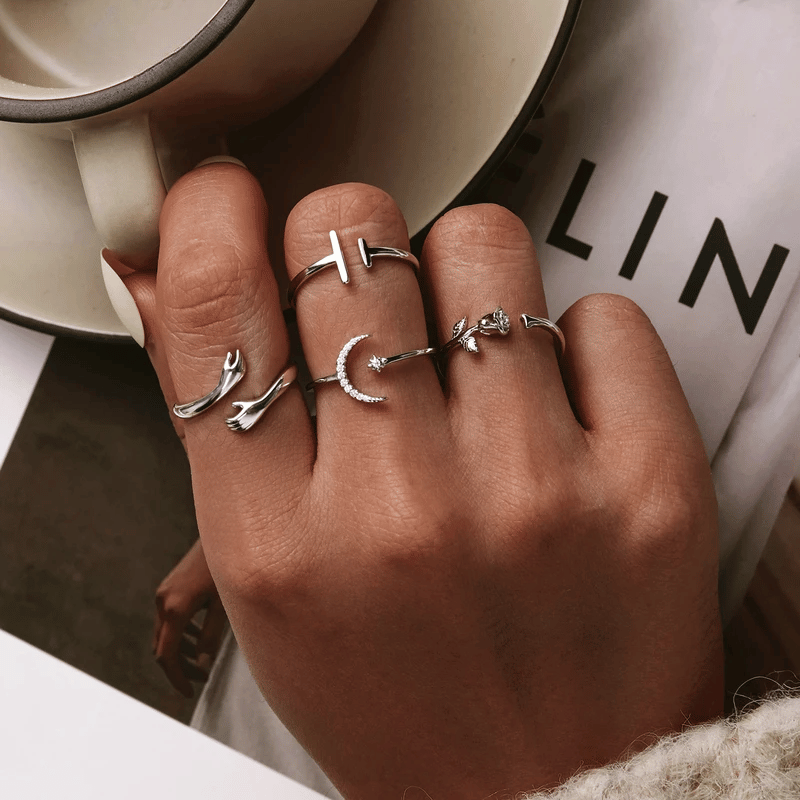 Themed Silver Open Rings