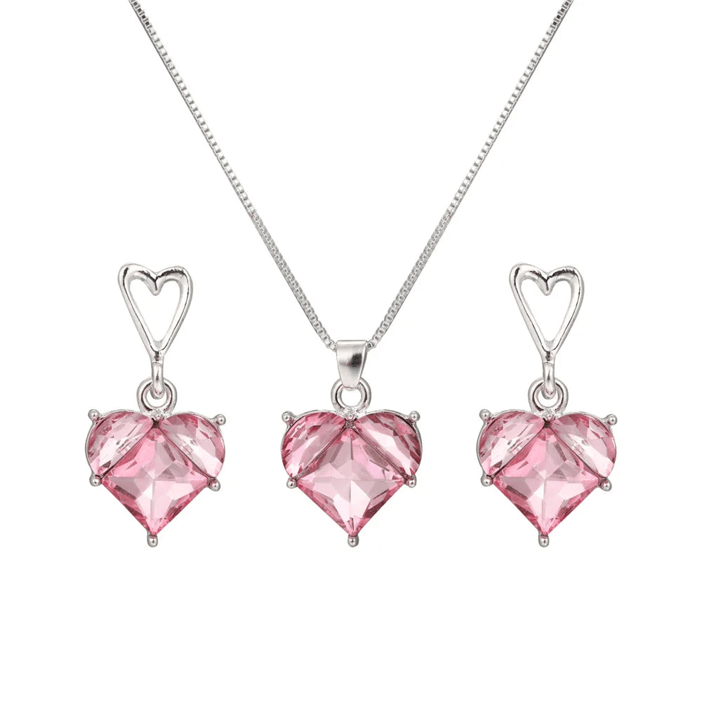 Crystal Heart Jewelry Set