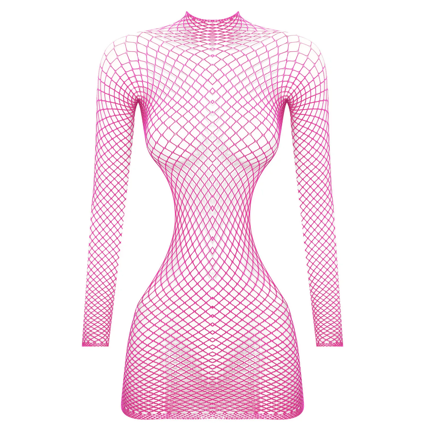 Backless Fishnet Dress with Sleeves