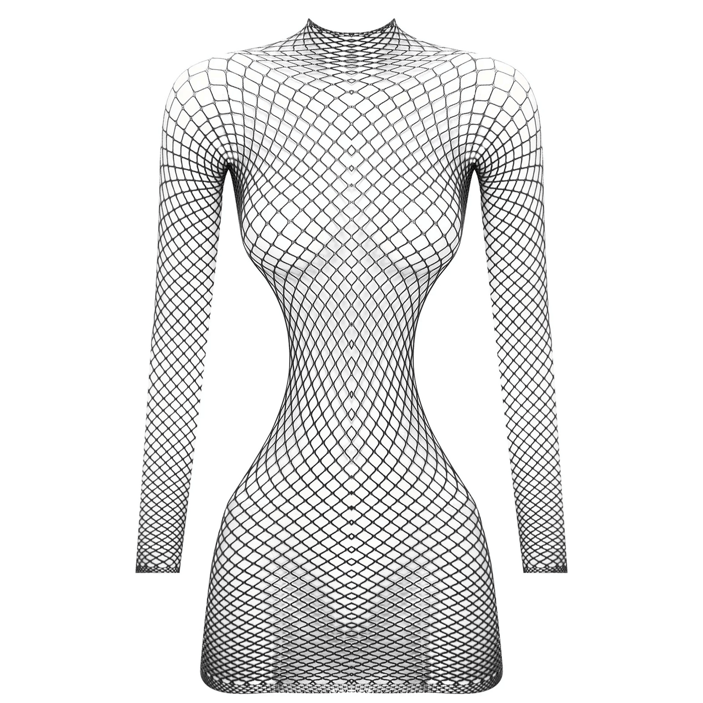 Backless Fishnet Dress with Sleeves