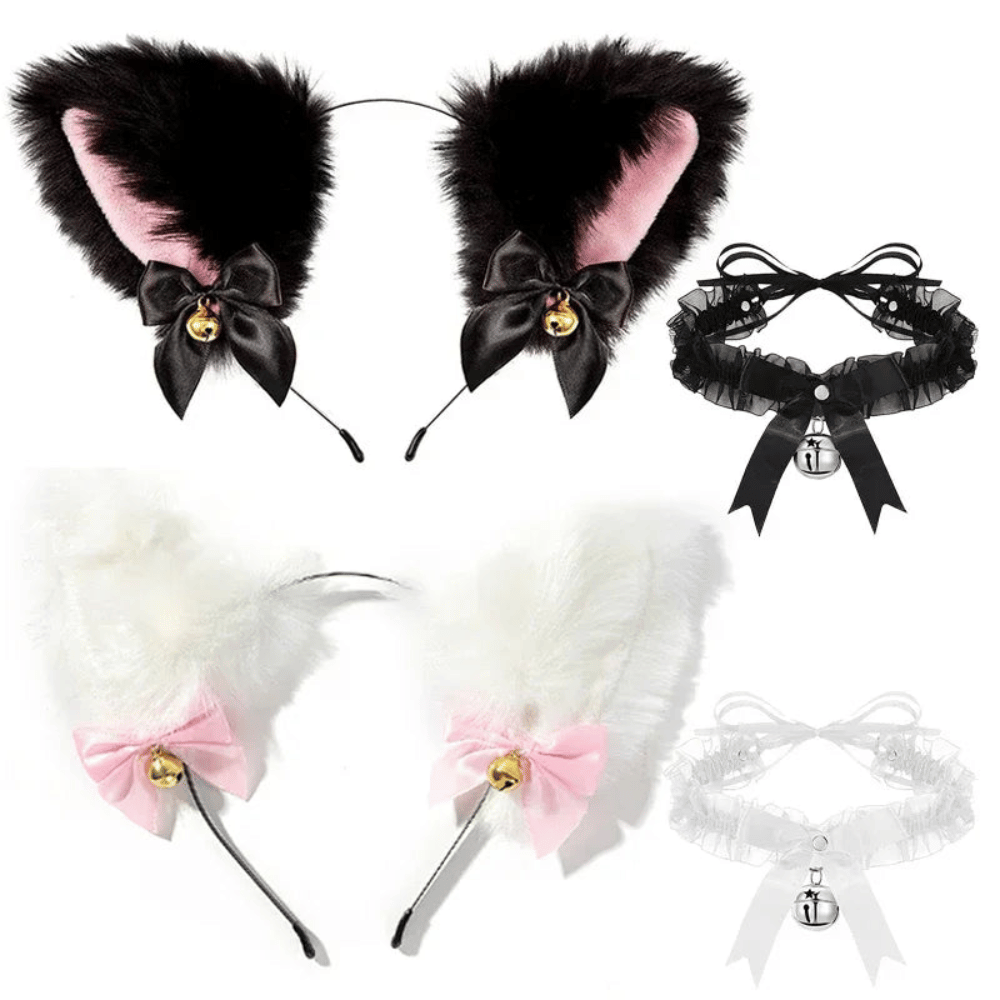 Cat Ear Headband with Bow & Bell