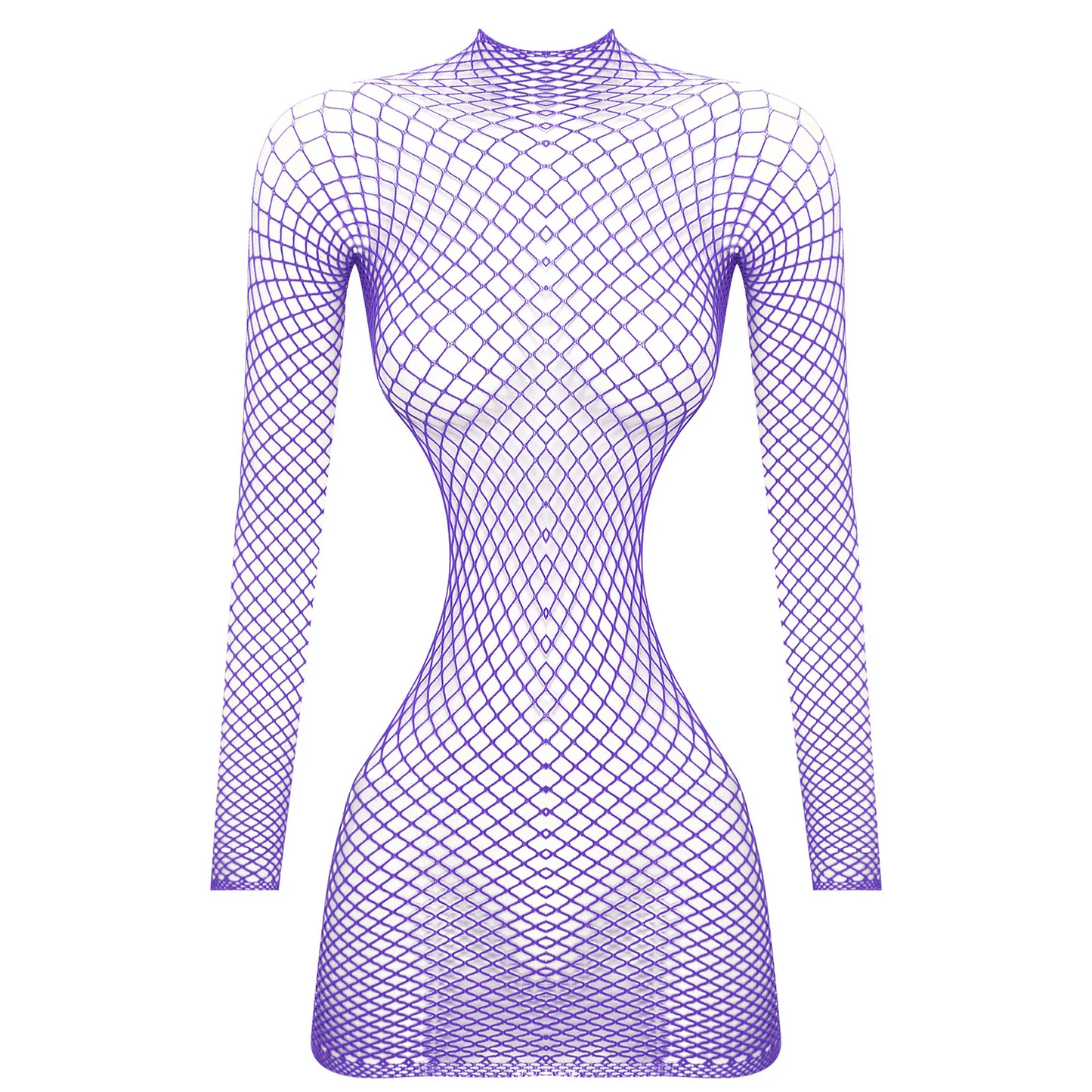 Backless Fishnet Dress with Sleeves