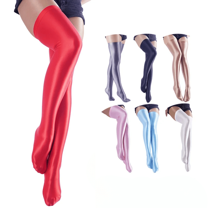Glossy Thigh High Socks