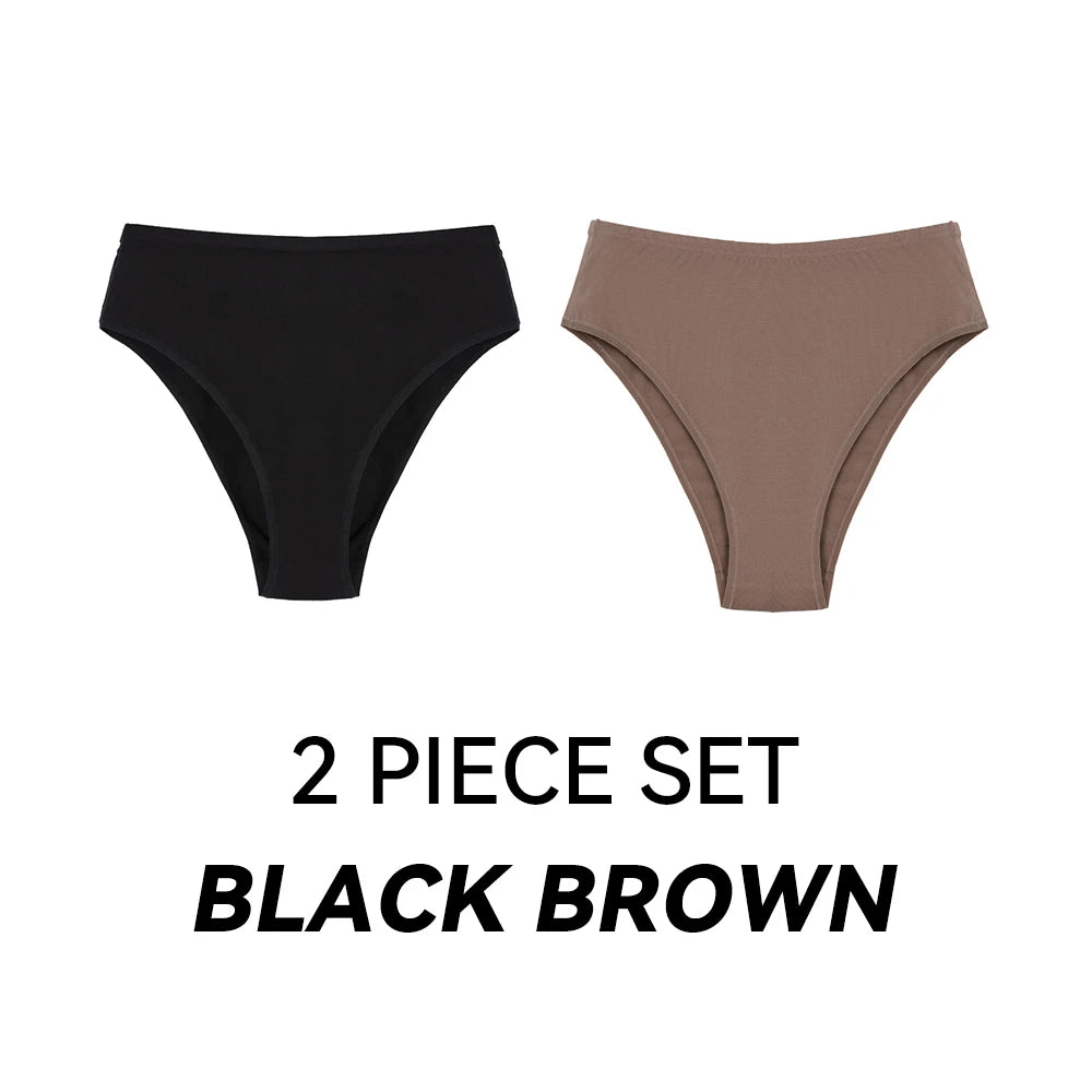 Black and brown high-waisted cotton panties for feminine boys