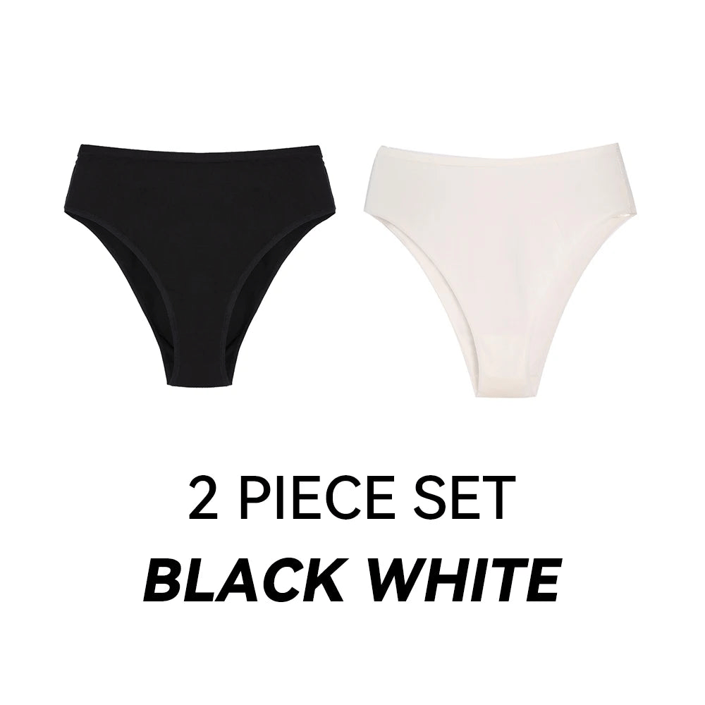 Black and white high-waisted cotton panties for femboys