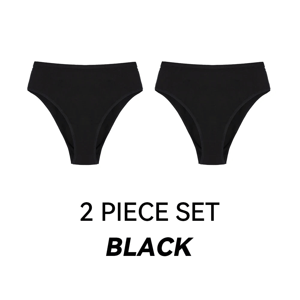 Black high-waisted cotton panties, ideal for femboys
