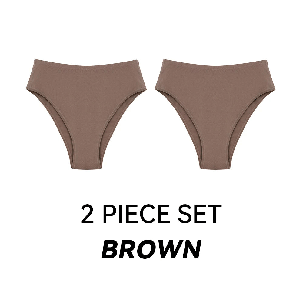 Brown high-waisted cotton panties, great for feminine boys