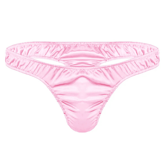 Soft pink satin underwear for femboys