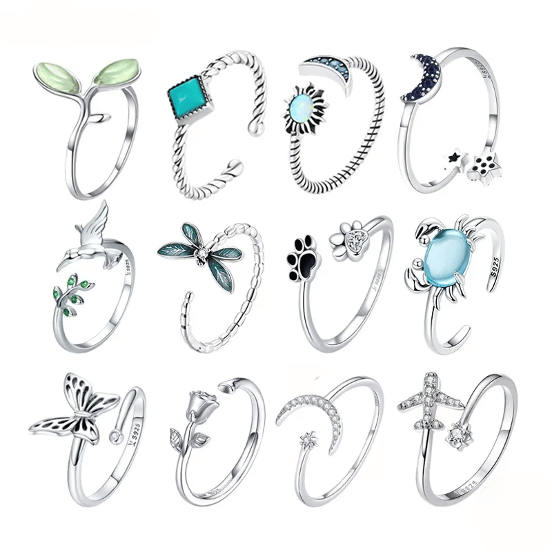 Themed Silver Open Rings