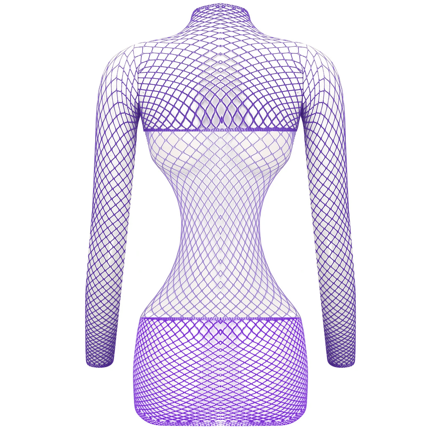 Backless Fishnet Dress with Sleeves