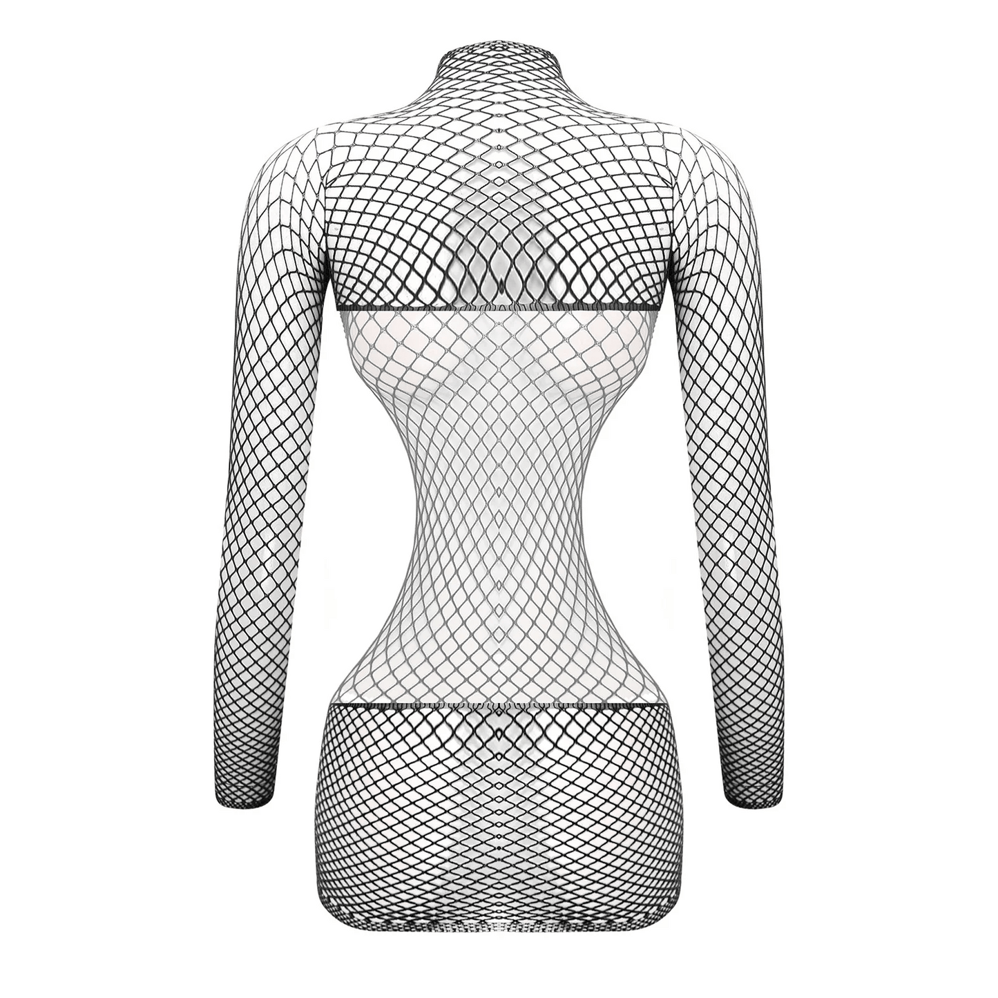 Backless Fishnet Dress with Sleeves