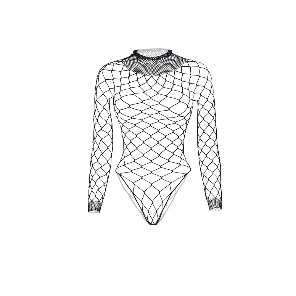 Fishnet Bodysuit with Long Sleeves