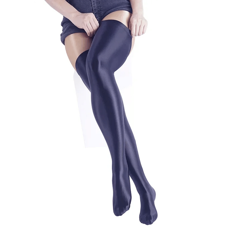 Glossy Thigh High Socks