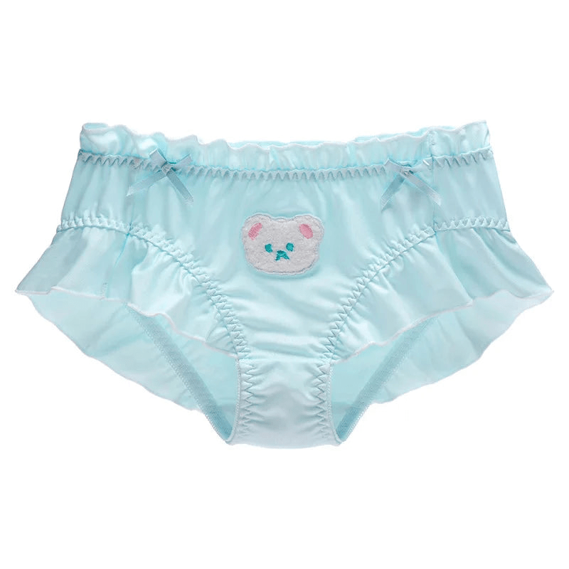 Soft blue underwear for feminine boys with bear face design