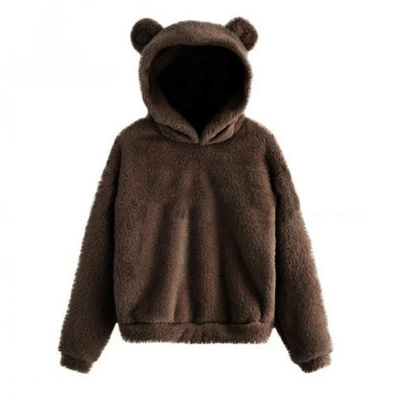 Cute Plush Hoodie with Bear Ears