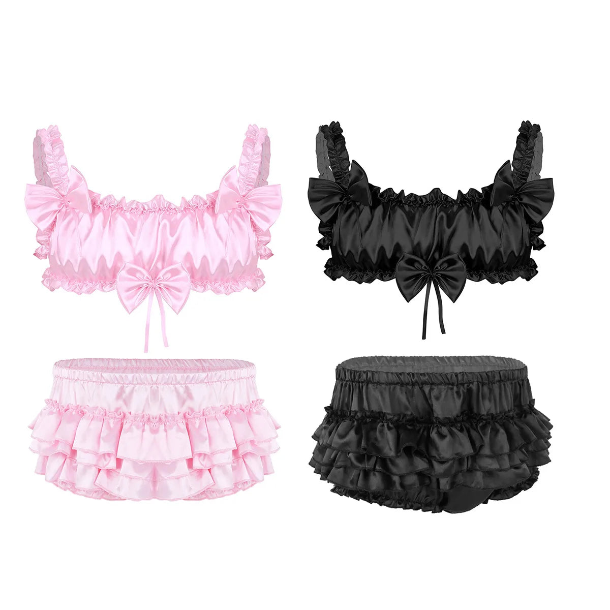 Satin Bow Lingerie Set