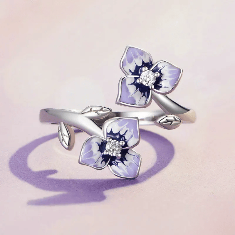 Blue Rose Butterfly Open Ring