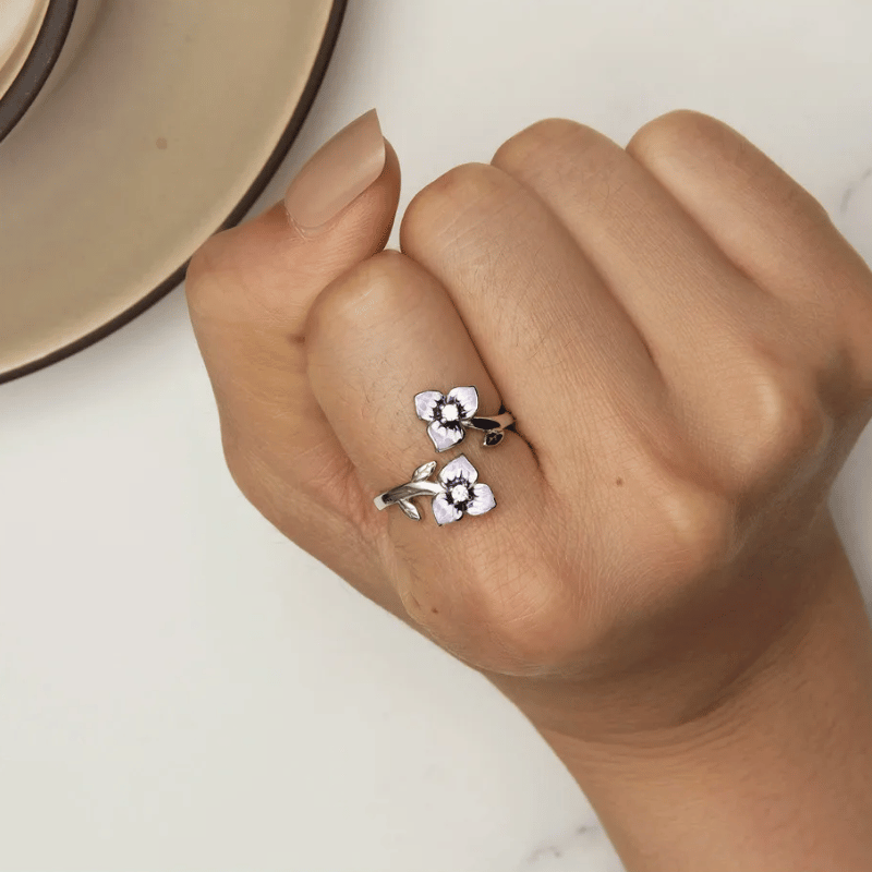Blue Rose Butterfly Open Ring