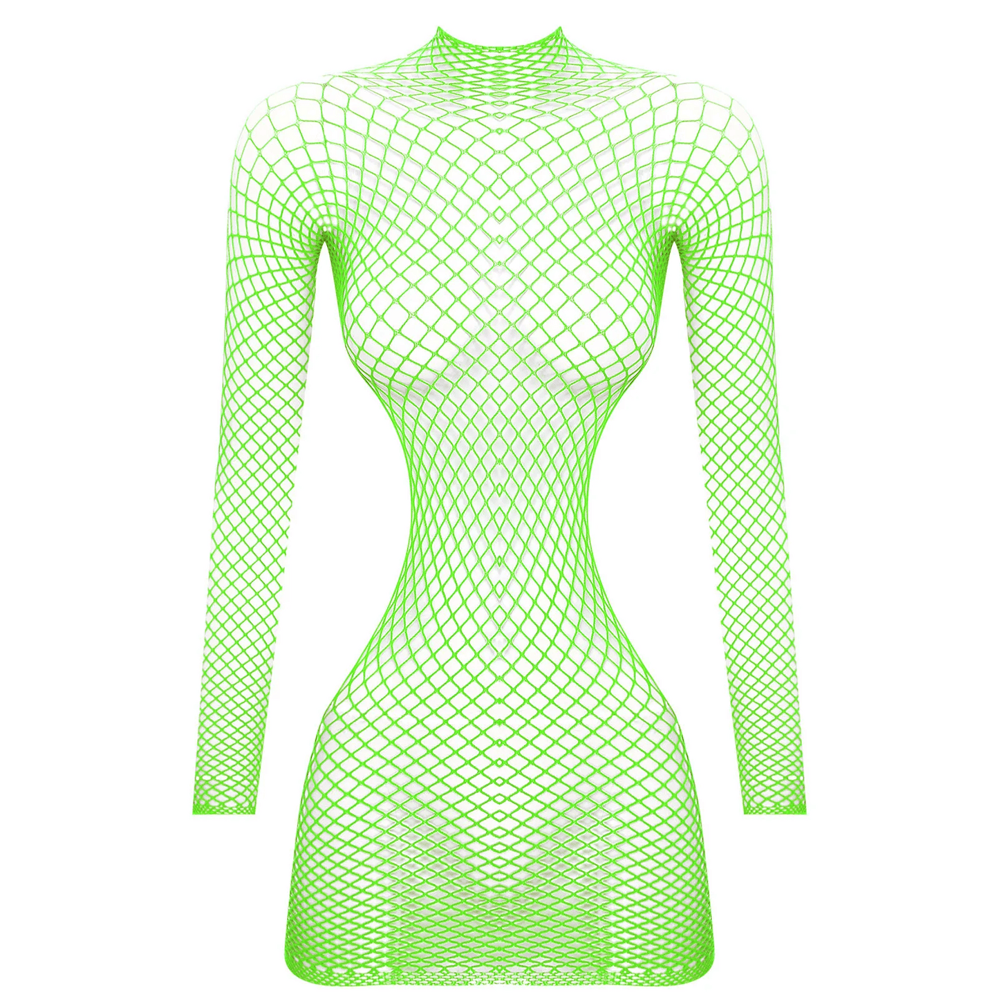 Backless Fishnet Dress with Sleeves