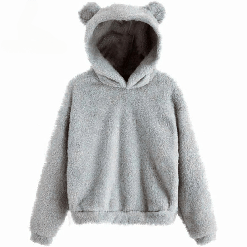 Cute Plush Hoodie with Bear Ears