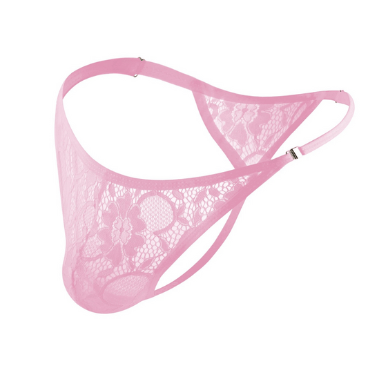 Pink lightweight lace underwear designed for a soft and airy feel.