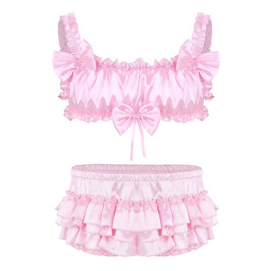 pink-Satin-Bow-Lingerie-Set-femboy