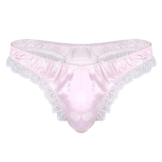 Soft polka dot underwear in pink with delicate lace trim