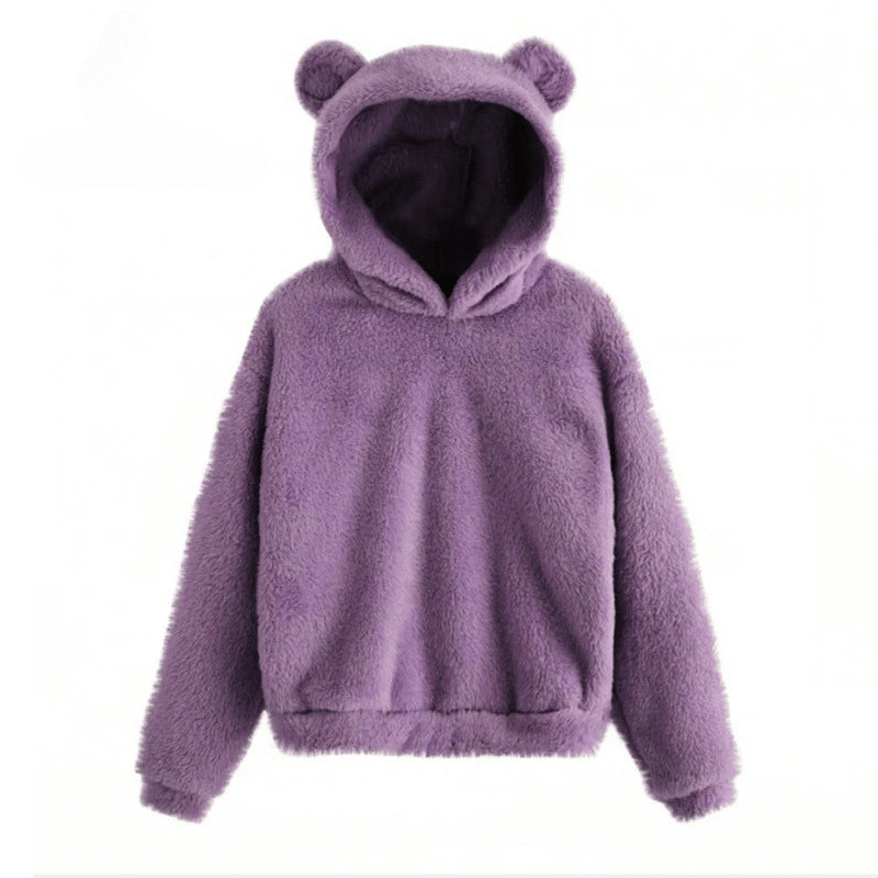 Cute Plush Hoodie with Bear Ears