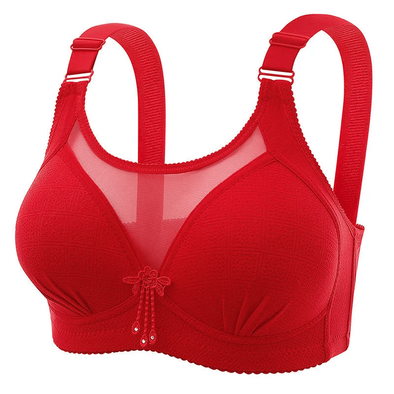 Red Elegant Feminine Comfort Bra showing smooth and comfortable design