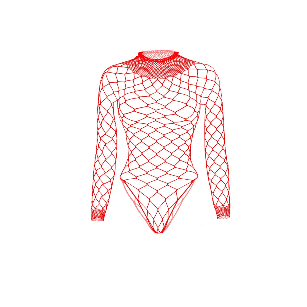Fishnet Bodysuit with Long Sleeves