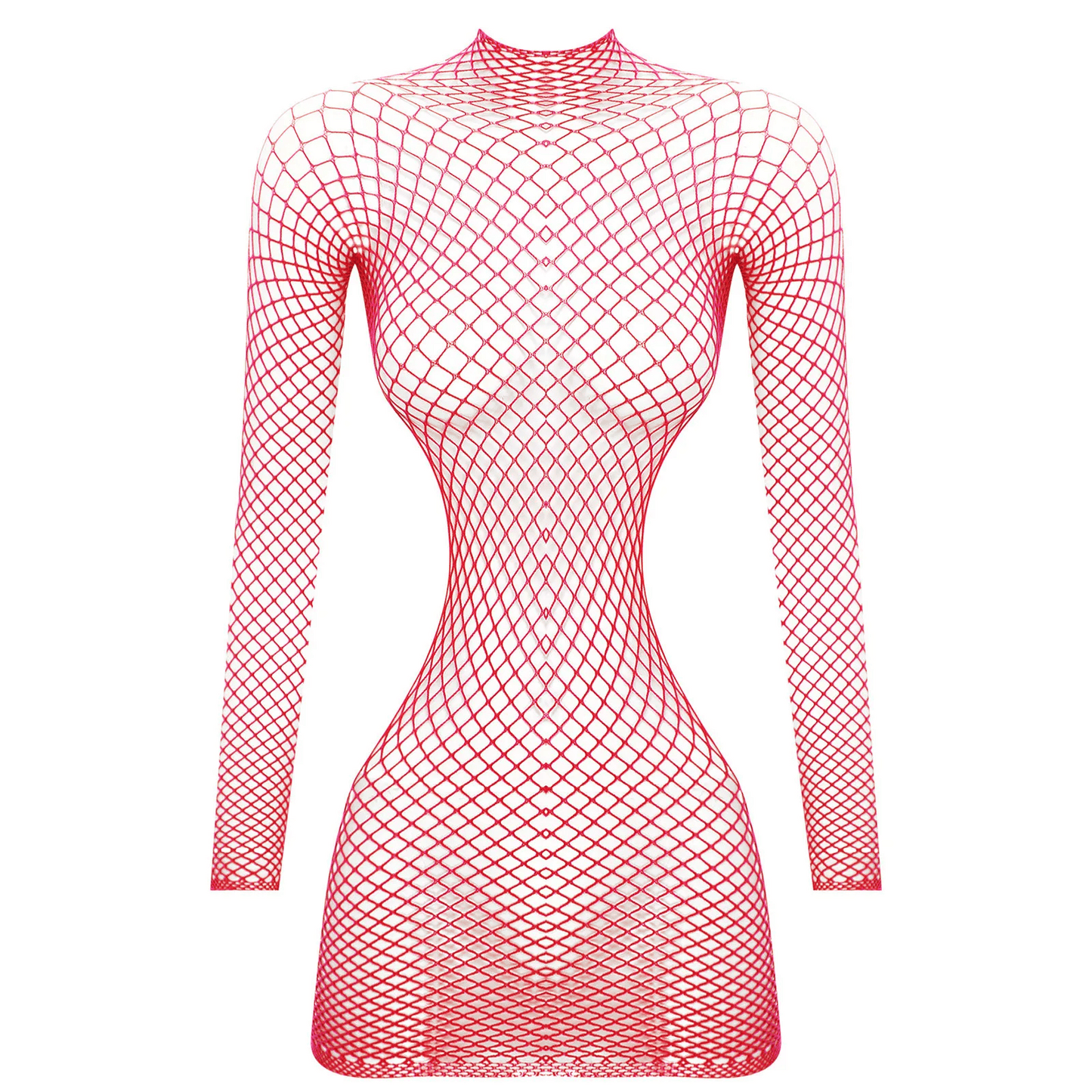 Backless Fishnet Dress with Sleeves