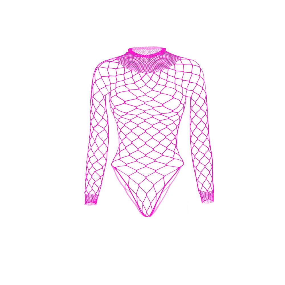 Fishnet Bodysuit with Long Sleeves