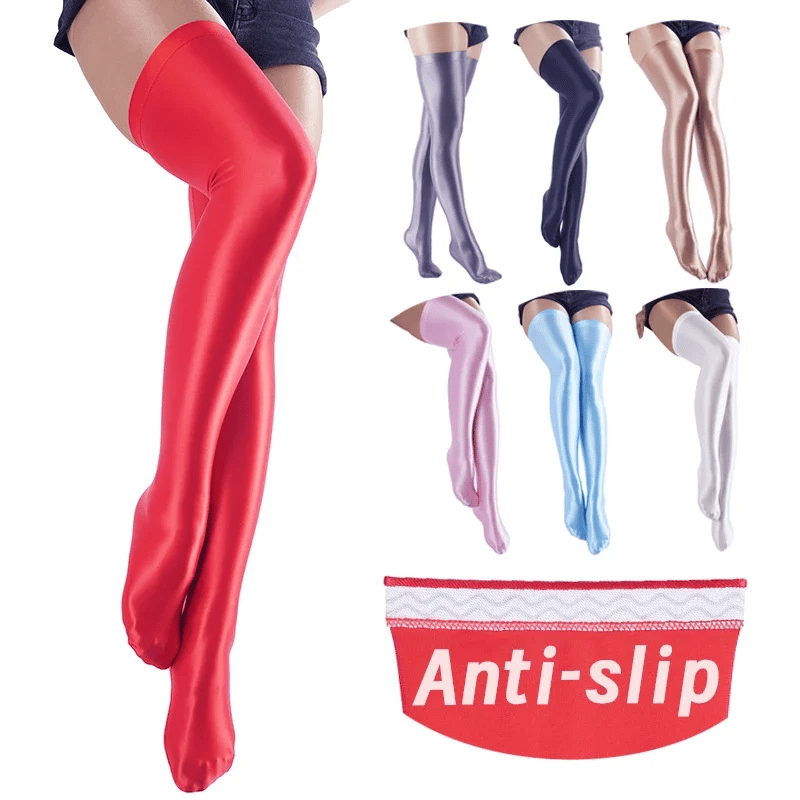 Glossy Thigh High Socks