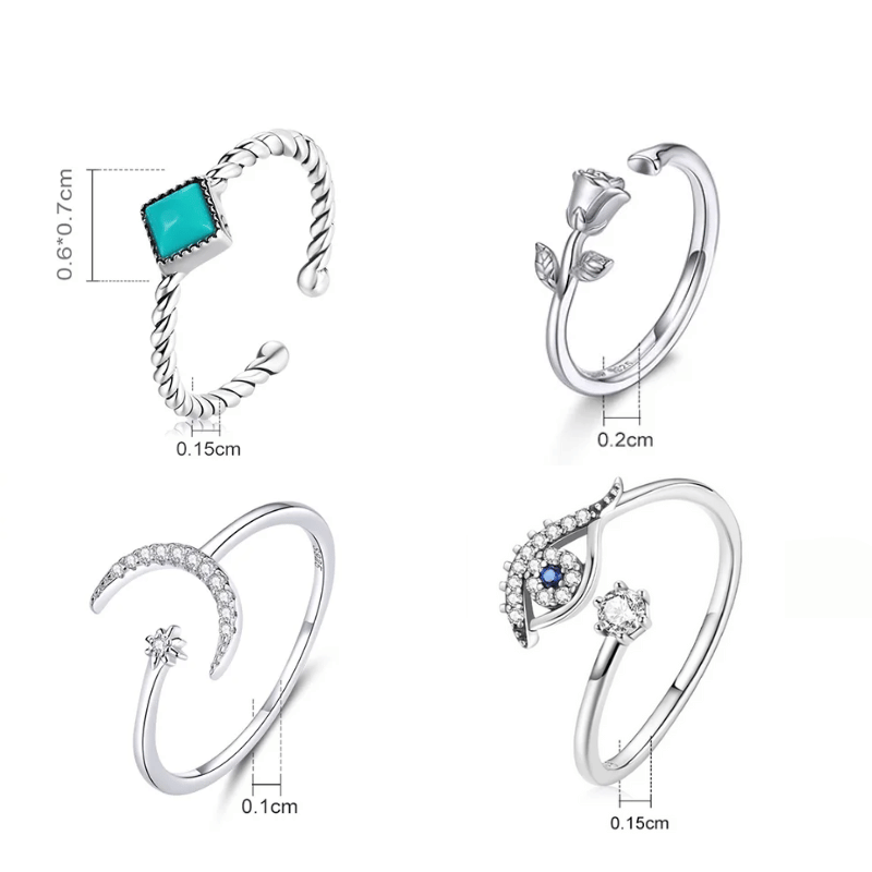 Themed Silver Open Rings