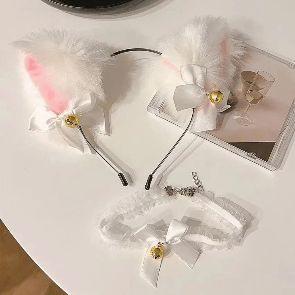 Cat Ear Headband with Bow & Bell