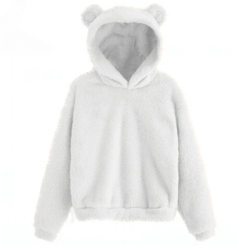 Cute Plush Hoodie with Bear Ears