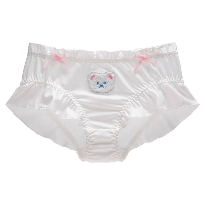 White underwear featuring an adorable bear face, offering a soft feel