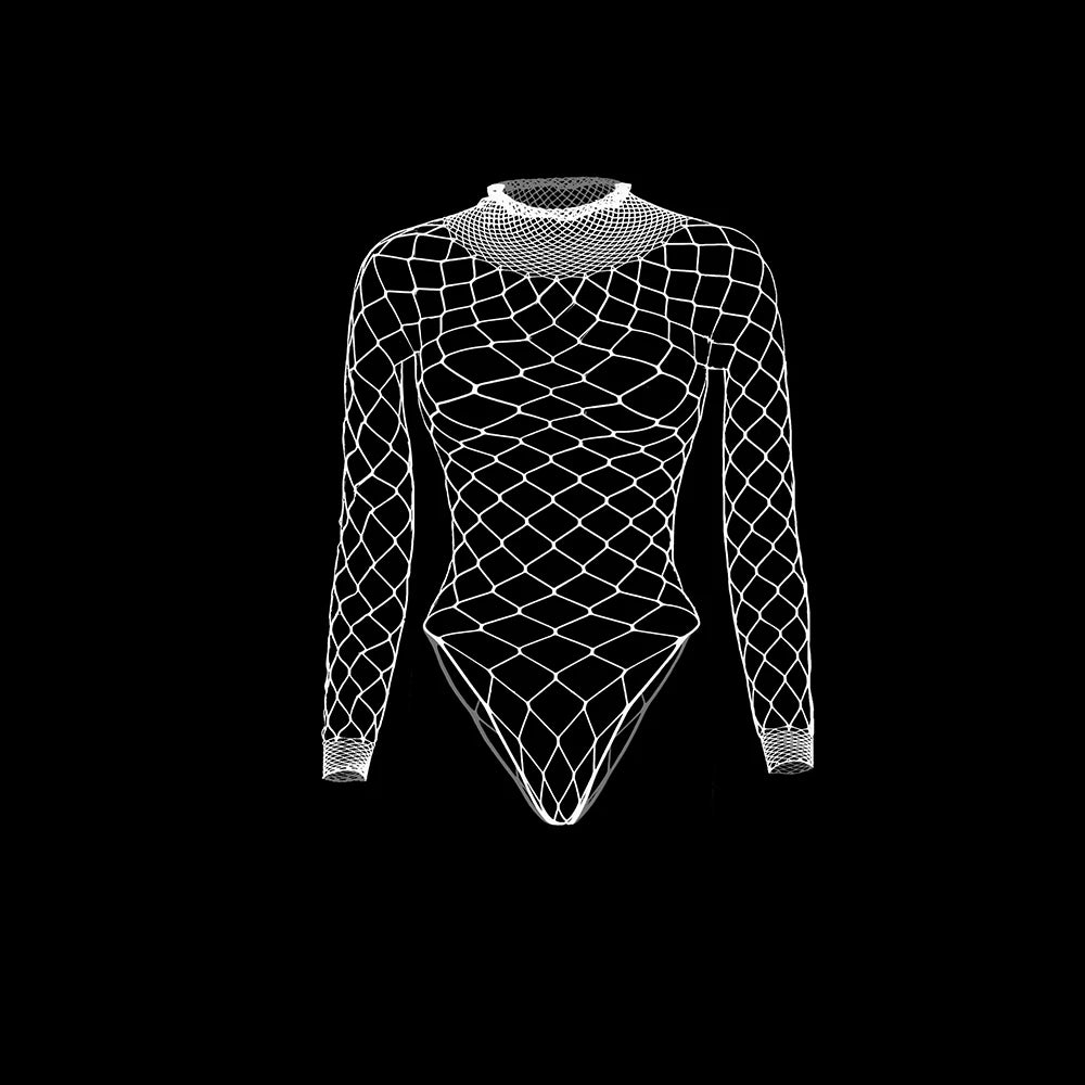 Fishnet Bodysuit with Long Sleeves
