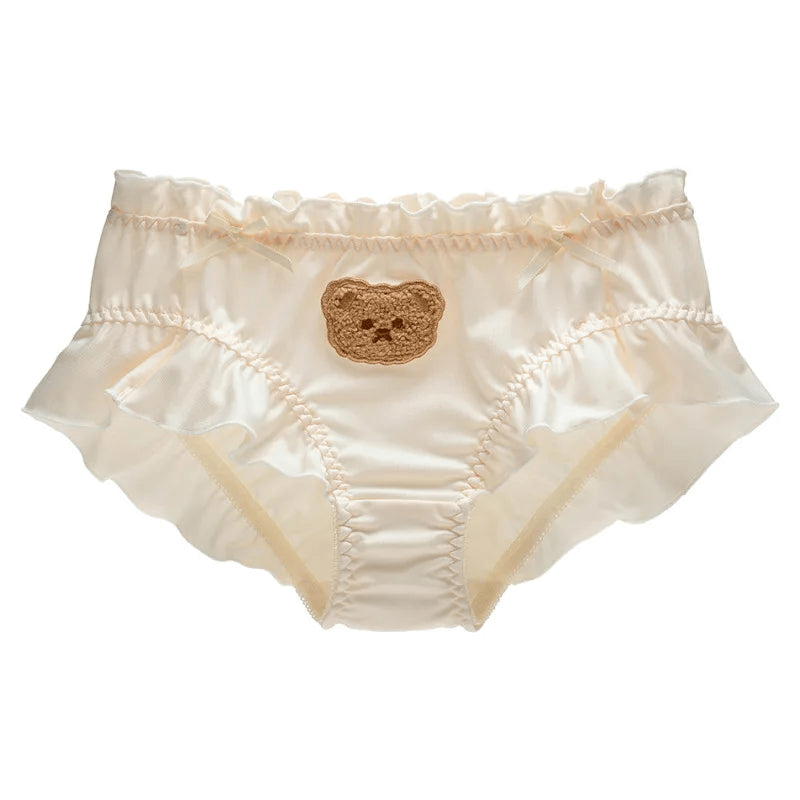 Yellow cute bear panties, adding a kawaii touch for feminine boys