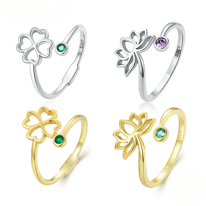 Adjustable Floral Open Ring