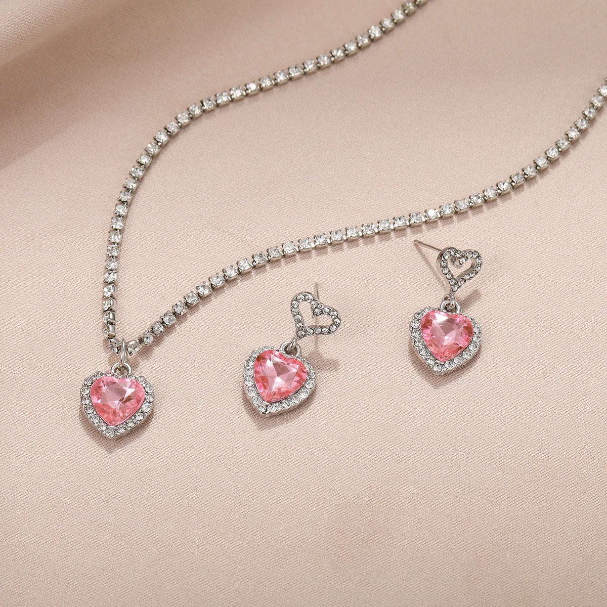 Crystal Heart Jewelry Set