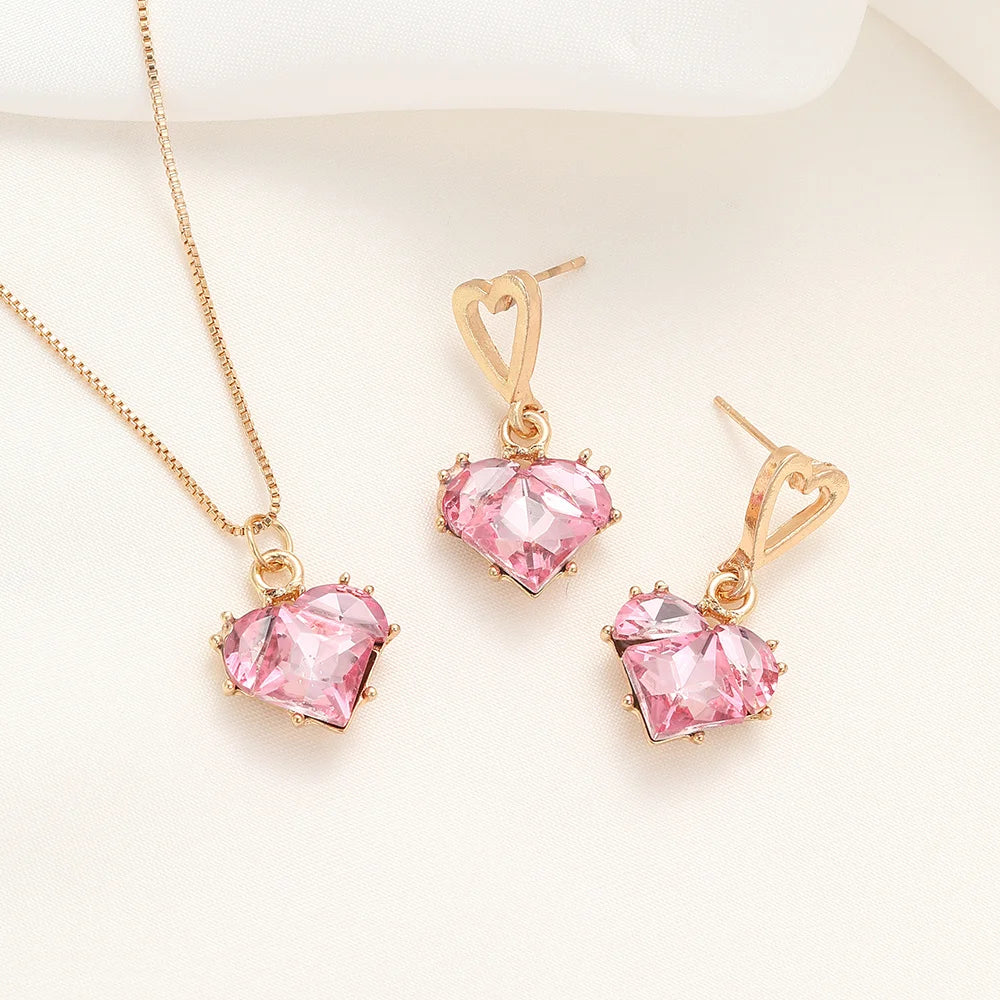 Crystal Heart Jewelry Set