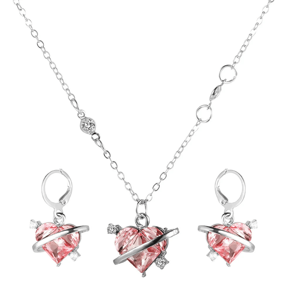 Crystal Heart Jewelry Set