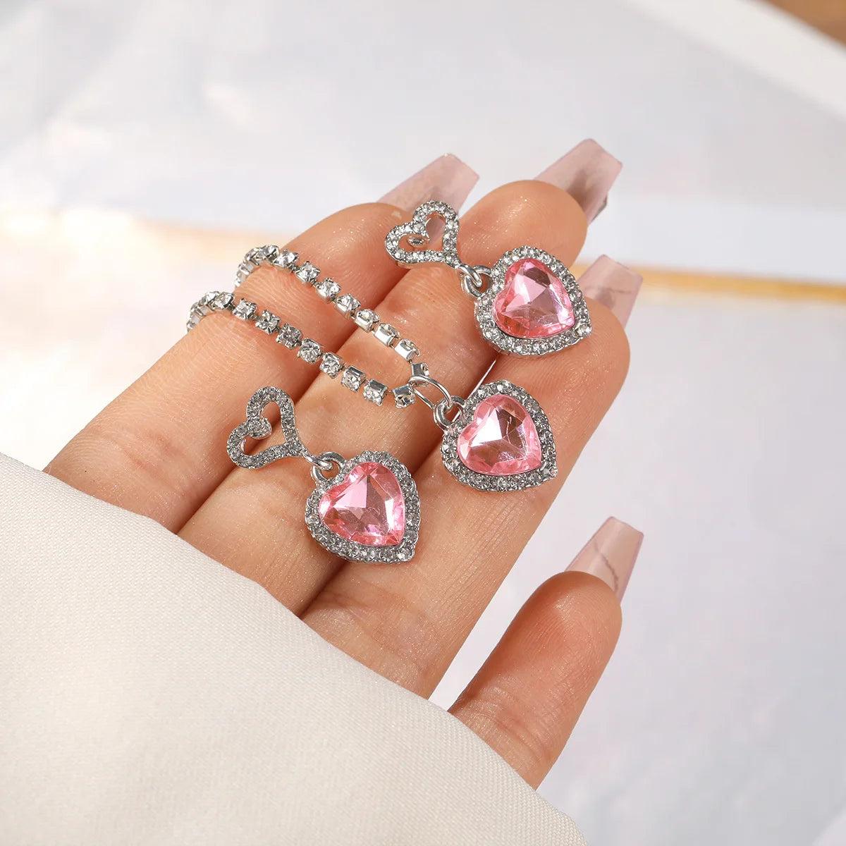 Crystal Heart Jewelry Set