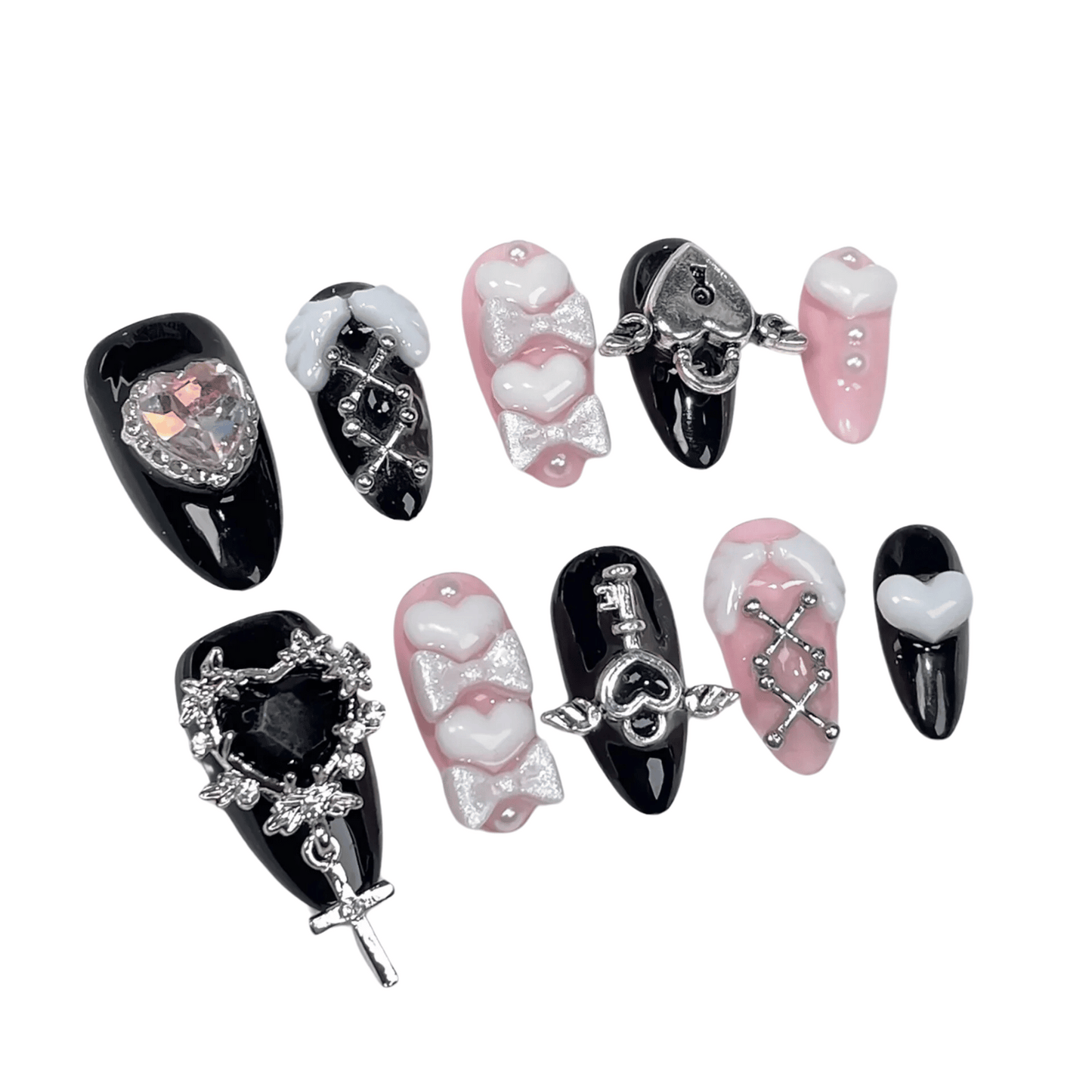 Gothic Fake Nails Set - Easy to Apply at Home