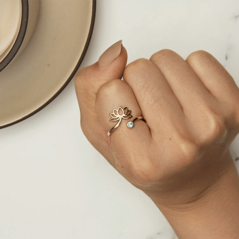 Adjustable Floral Open Ring